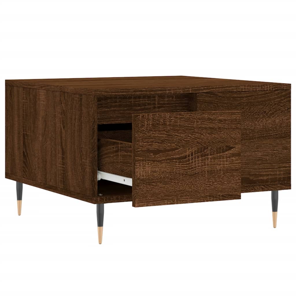 Mesa De Centro Madera Contrachapada Roble Marrón 55X55X36,5 Cm