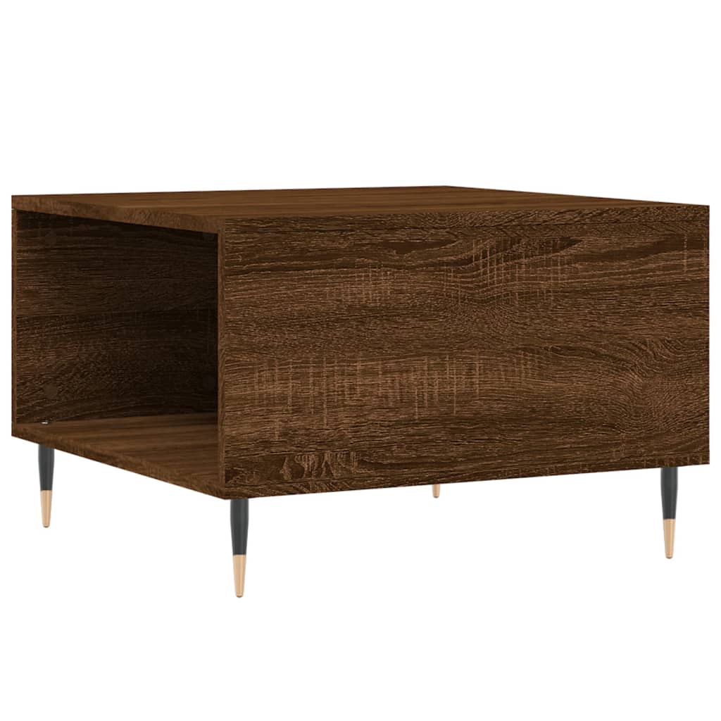 Mesa De Centro Madera Contrachapada Roble Marrón 55X55X36,5 Cm