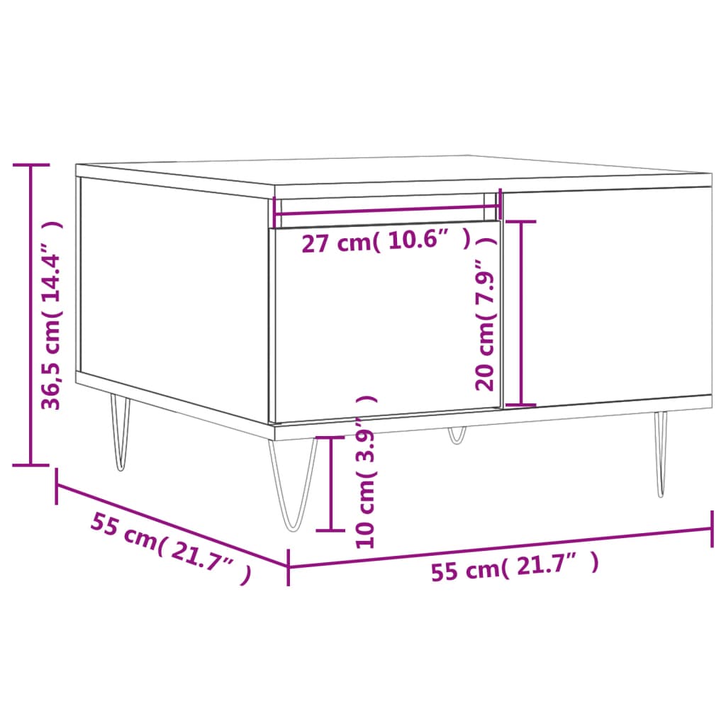 Mesa De Centro Madera Contrachapada 55X55X36,5 Cm