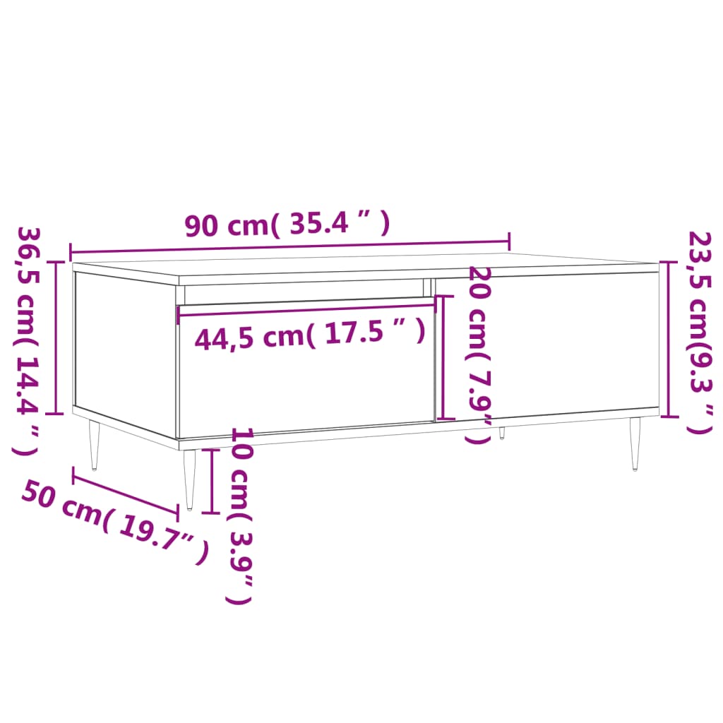 Mesa De Centro Madera Contrachapada 90X50X36,5 Cm