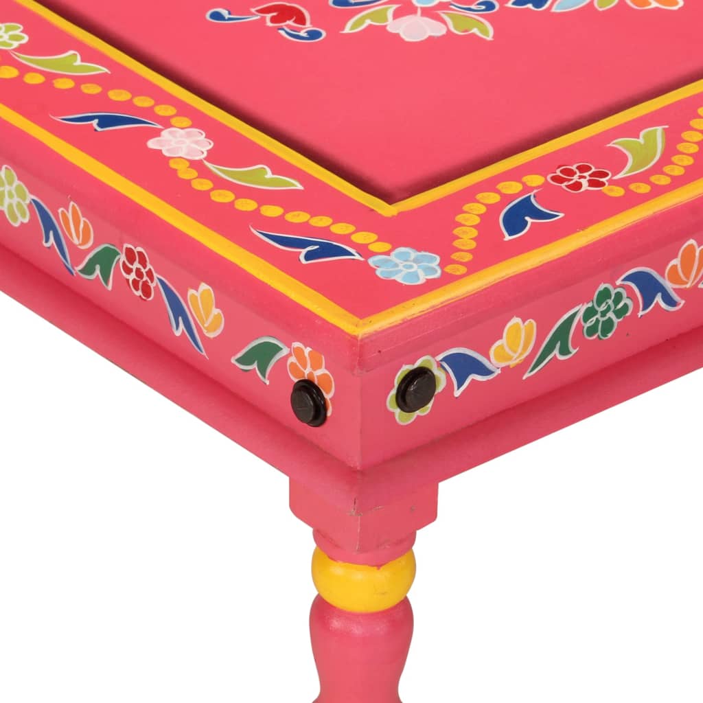 Mesa De Centro Madera Maciza De Mango Pintada A Mano