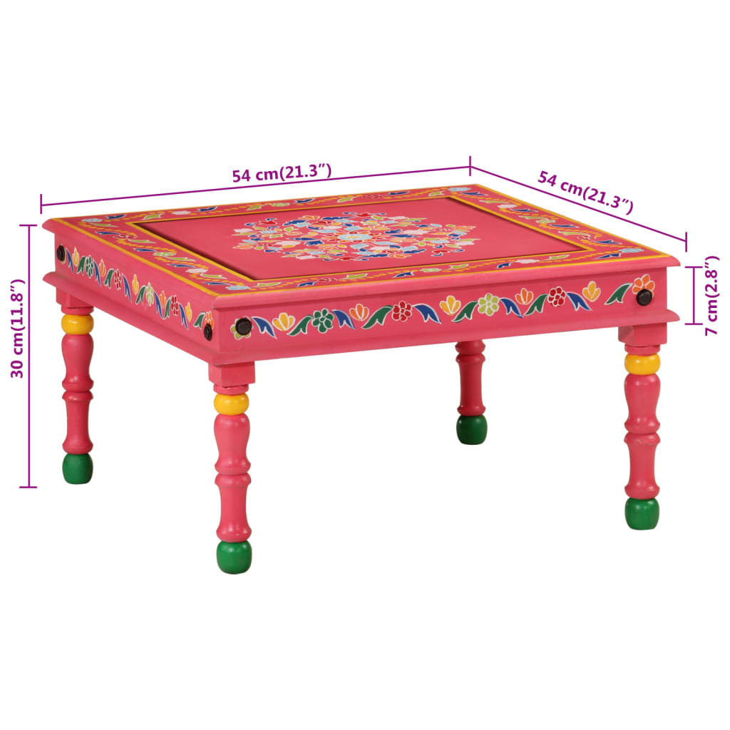 Mesa De Centro Madera Maciza De Mango Pintada A Mano