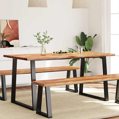 Mesa De Comedor Con Borde Vivo Madera Maciza Acacia 110X70X75Cm