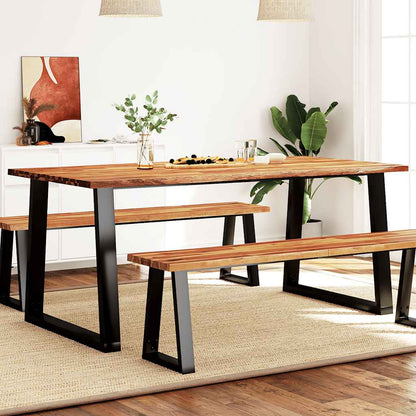 Mesa De Comedor Con Borde Vivo Madera Maciza Acacia 110X70X75Cm