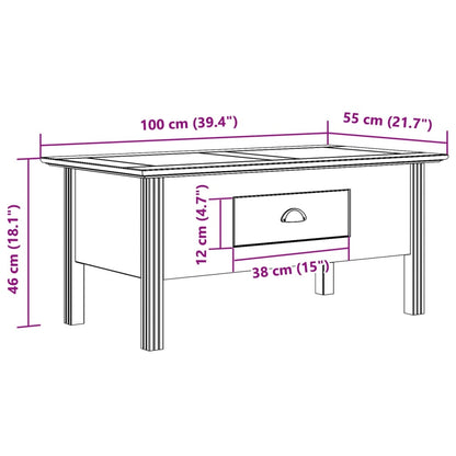 Mesa De Centro Bodo Madera Maciza De Pino 100X55X46 Cm