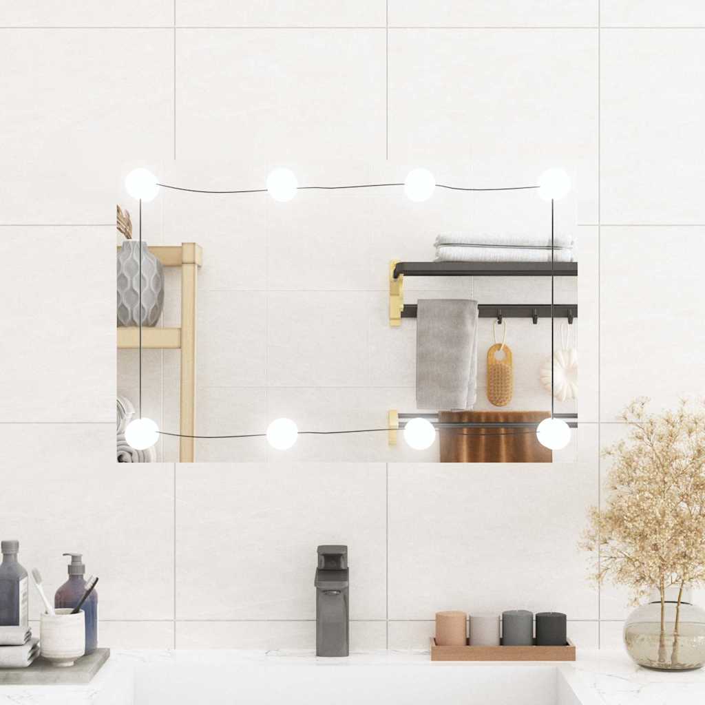Espejo De Pared Con Luces Led Cuadrado De Vidrio