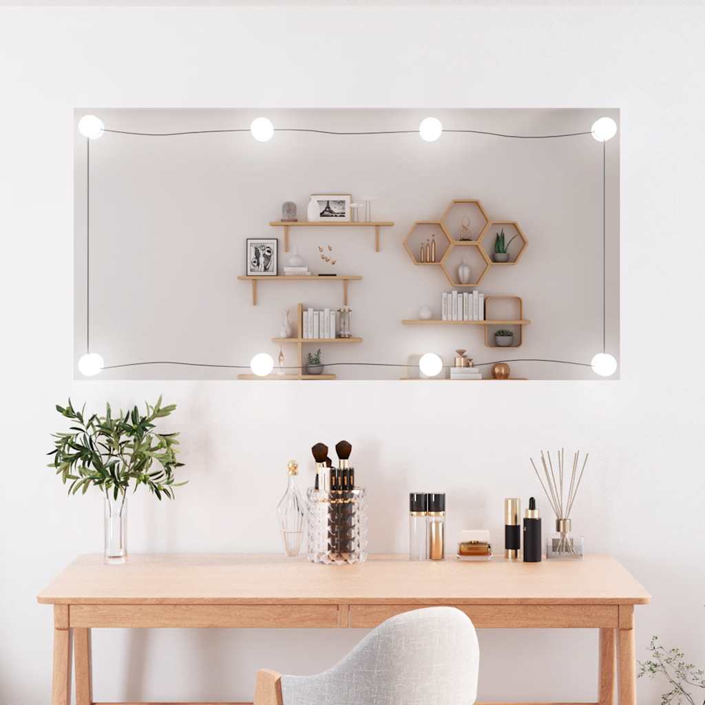 Espejo De Pared Con Luces Led Cuadrado De Vidrio