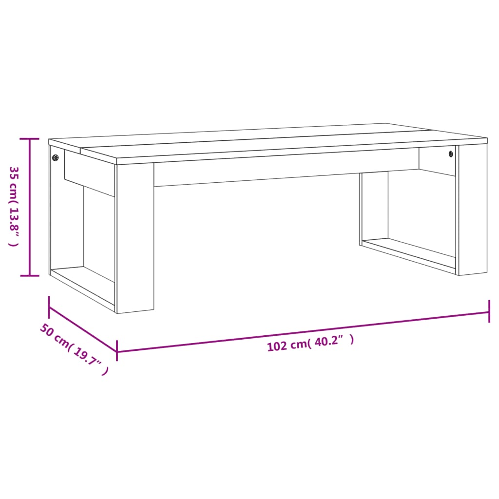 Mesa De Centro Madera De Ingeniería 102X50X35 Cm