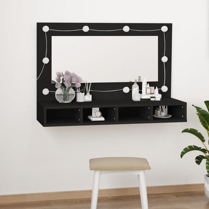 Armario Con Espejo Y Led Roble Artesano 90X31,5X62 Cm