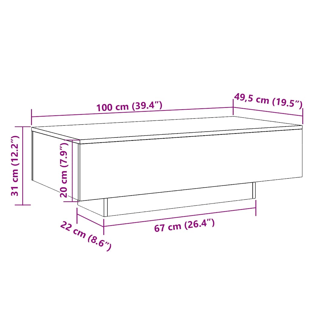Mesa De Centro Madera De Ingeniería 100X49,5X31 Cm