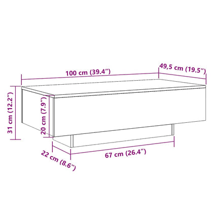 Mesa De Centro Madera De Ingeniería 100X49,5X31 Cm