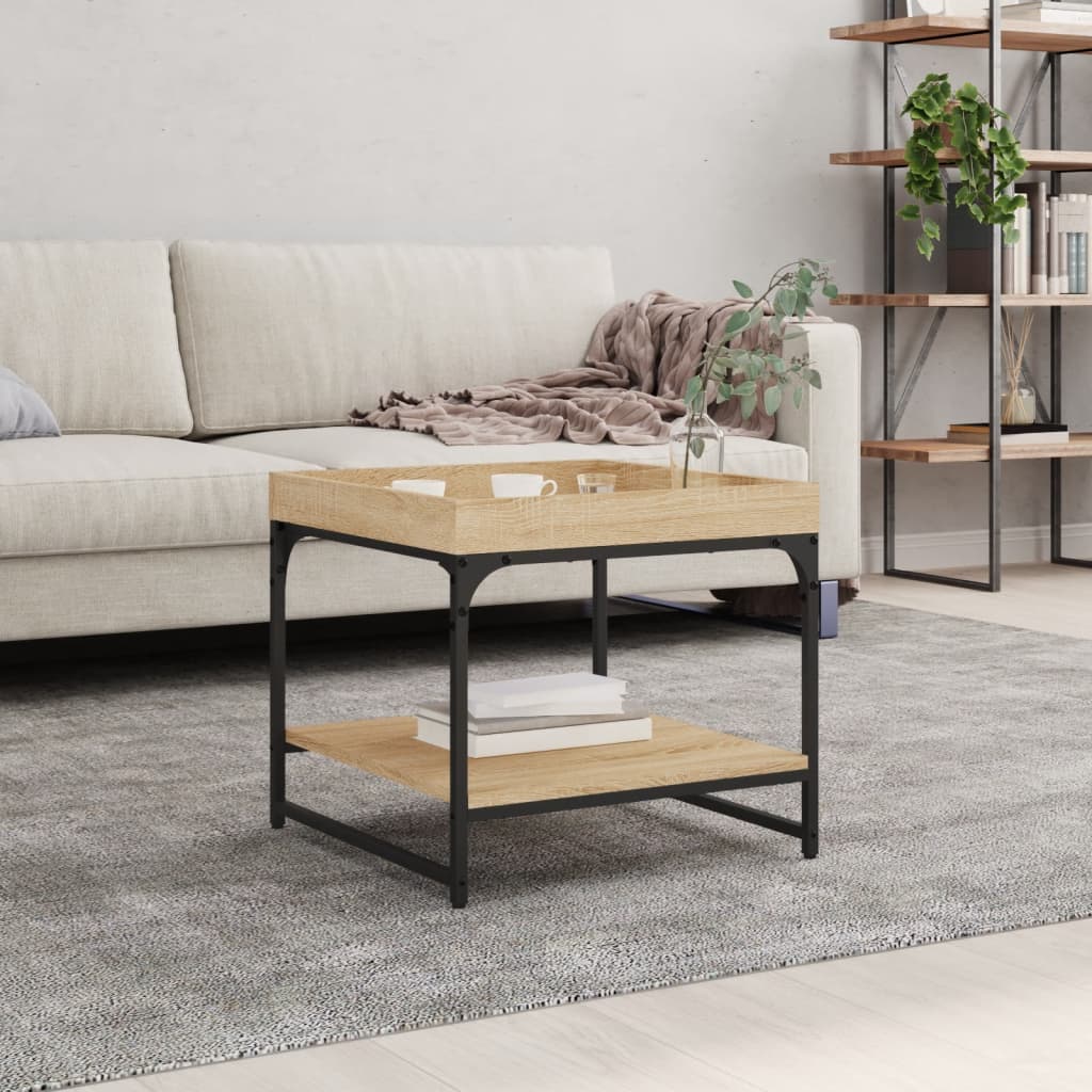 Mesa De Centro Madera Ingeniería Roble Marrón 49,5X49,5X45 Cm