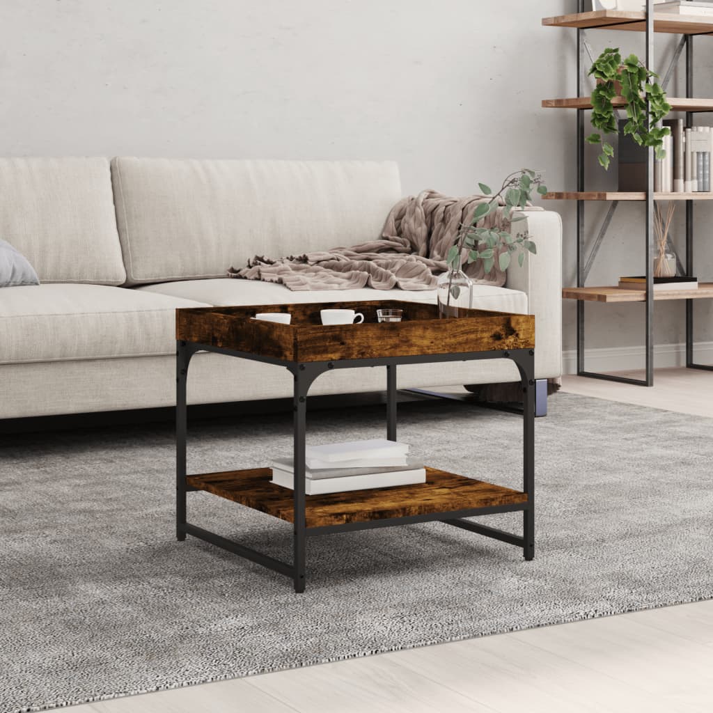 Mesa De Centro Madera Ingeniería Roble Marrón 49,5X49,5X45 Cm