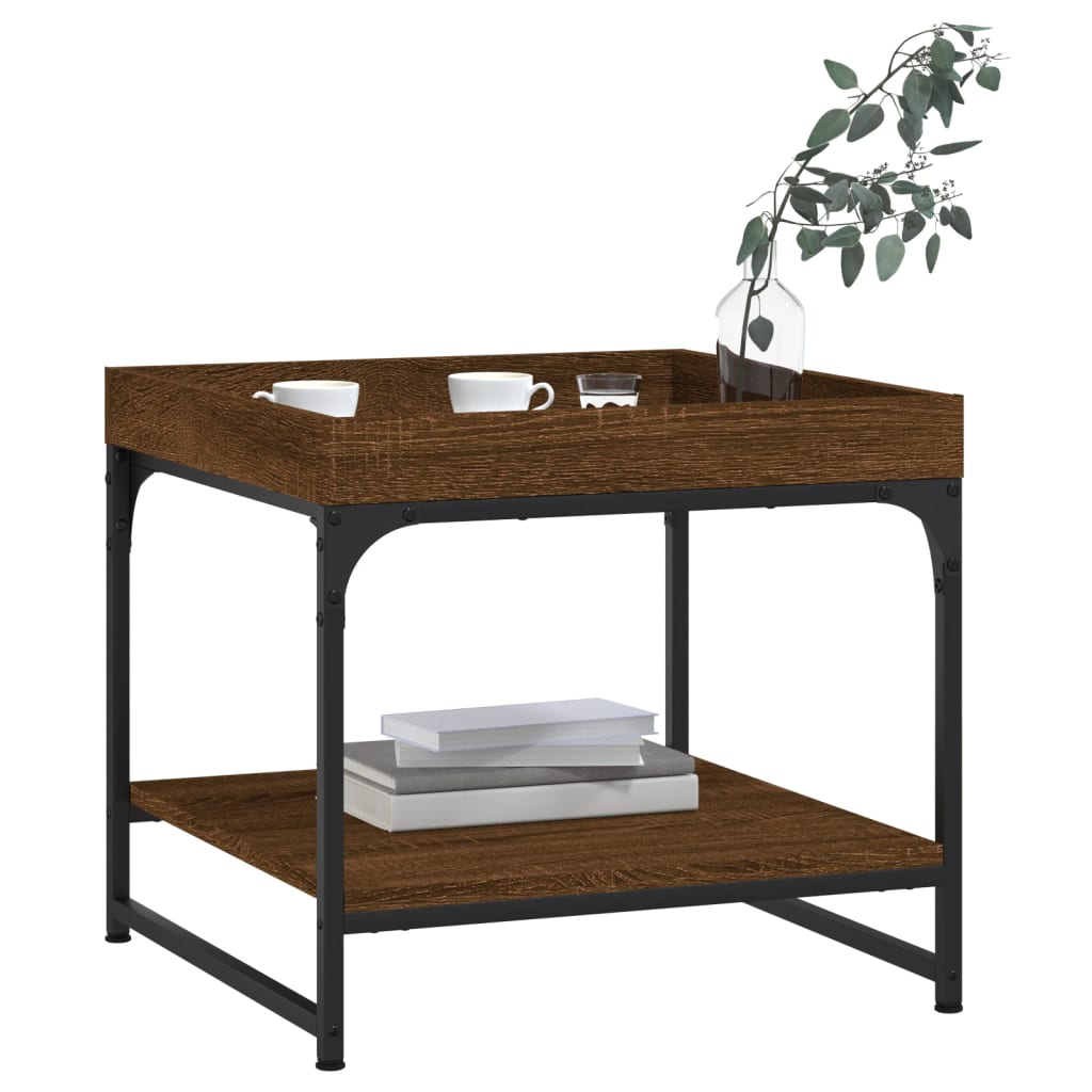 Mesa De Centro Madera Ingeniería Roble Marrón 49,5X49,5X45 Cm