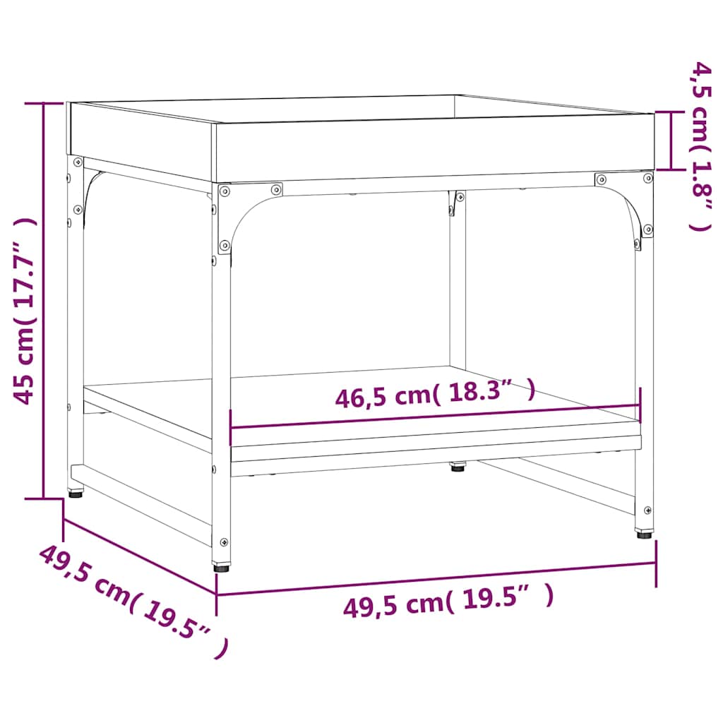 Mesa De Centro Madera Ingeniería Roble Marrón 49,5X49,5X45 Cm