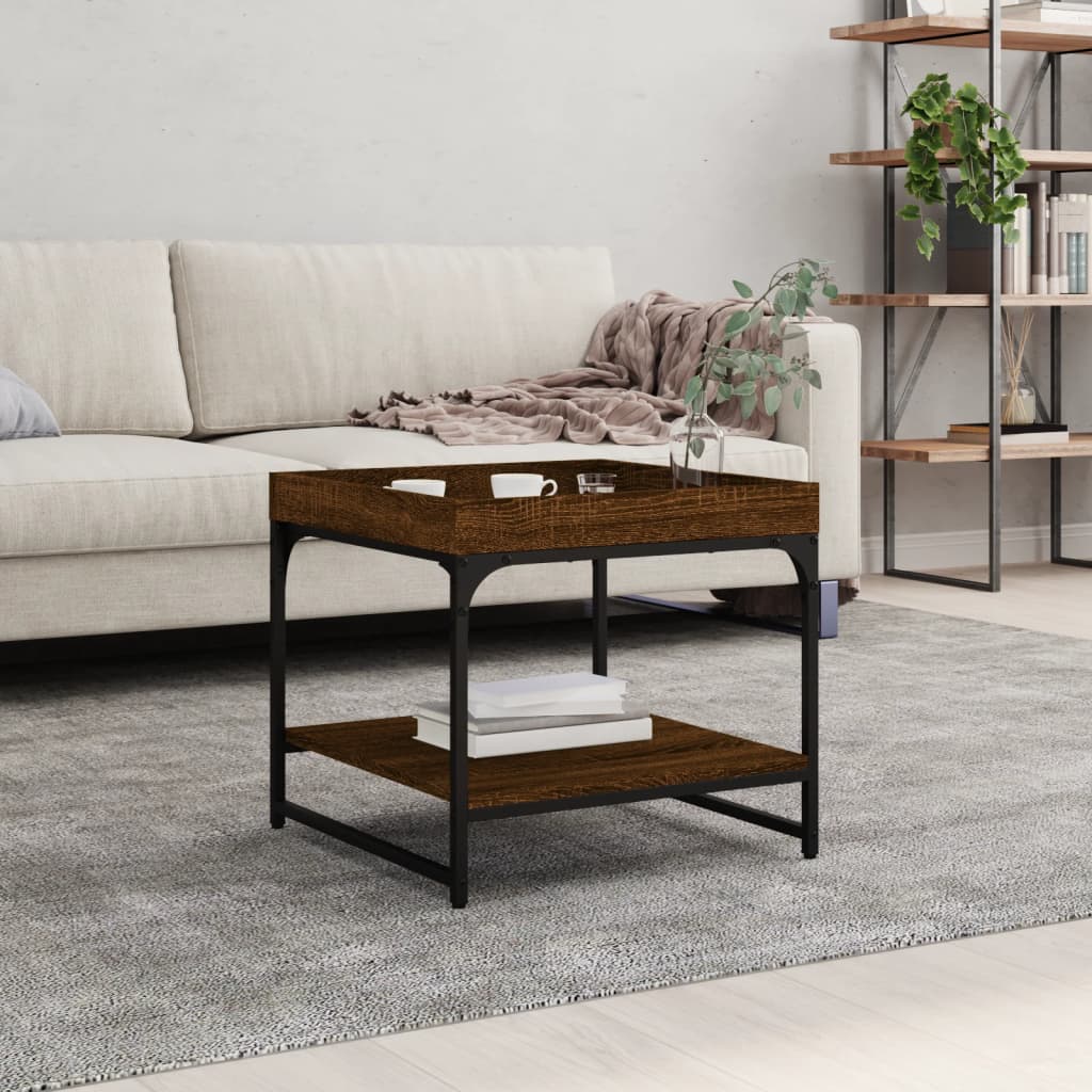 Mesa De Centro Madera Ingeniería Roble Marrón 49,5X49,5X45 Cm