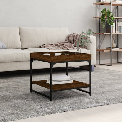 Mesa De Centro Madera Ingeniería Roble Marrón 49,5X49,5X45 Cm