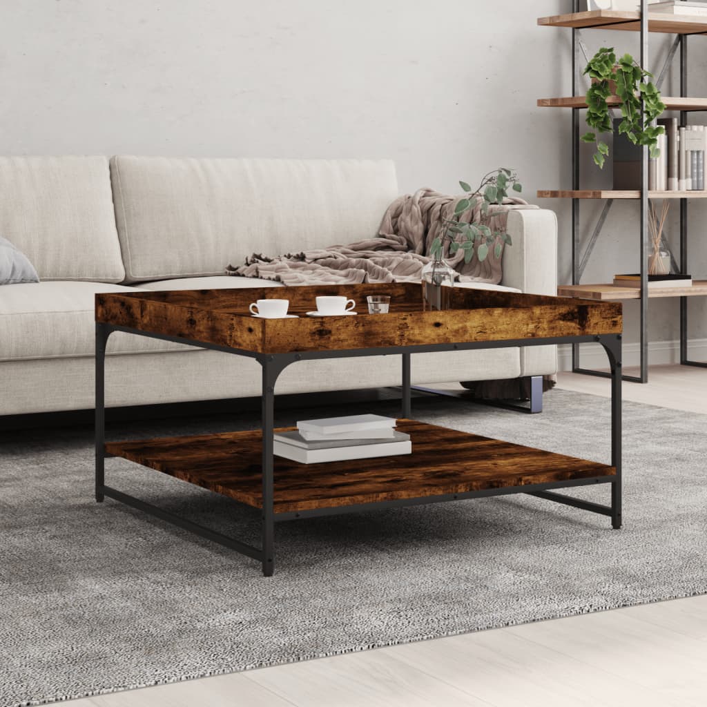 Mesa De Centro Madera Ingeniería Roble Marrón 49,5X49,5X45 Cm