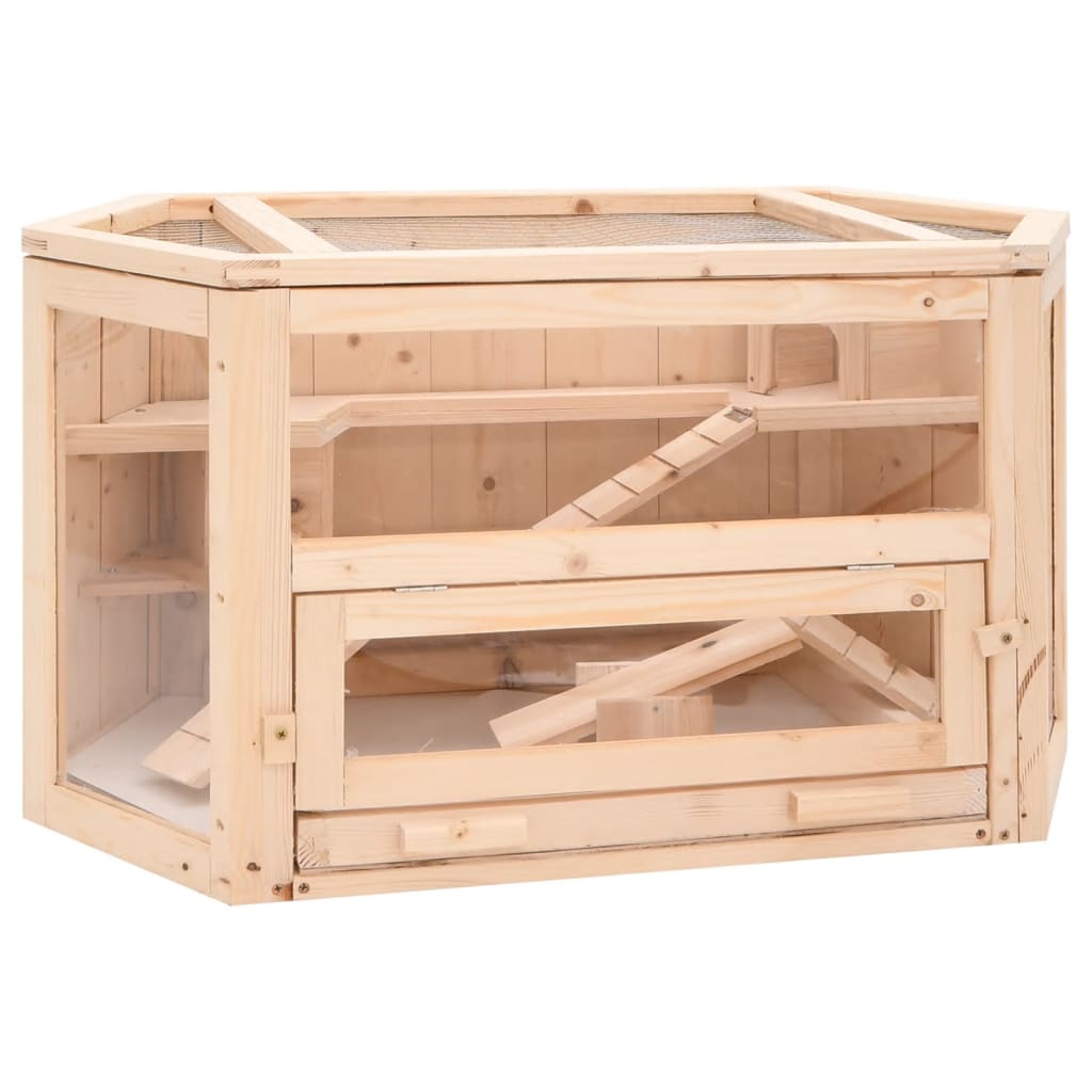 Jaula Para Hámster Madera Maciza Abeto 80X40X43 Cm