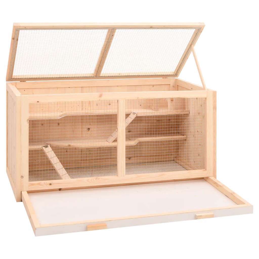 Jaula Para Hámster 89,5X45X45 Cm De Madera Maciza De Abeto