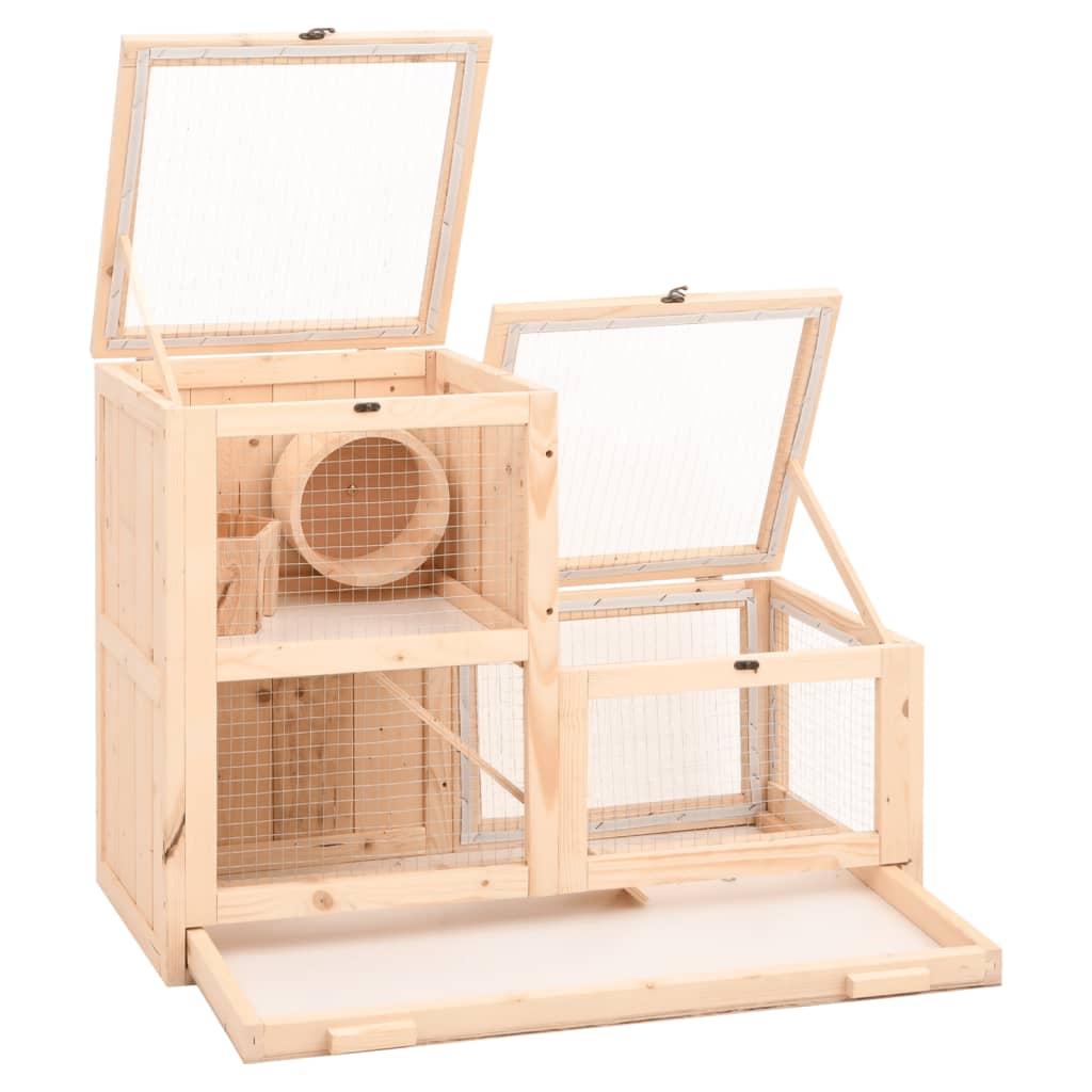 Jaula Para Hámster Madera Maciza Abeto 81X40X60 Cm