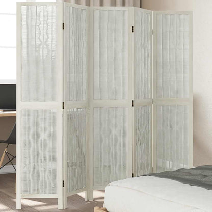 Biombo Separador De 6 Paneles Madera Maciza Paulownia Blanco