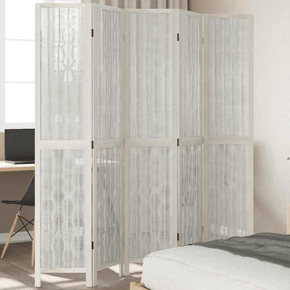 Biombo Separador De 6 Paneles Madera Maciza Paulownia Blanco
