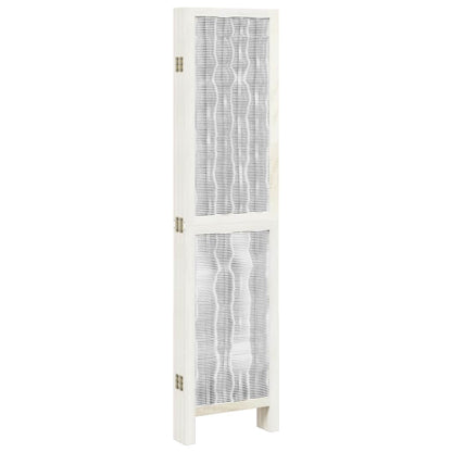 Biombo Separador De 6 Paneles Madera Maciza Paulownia Blanco
