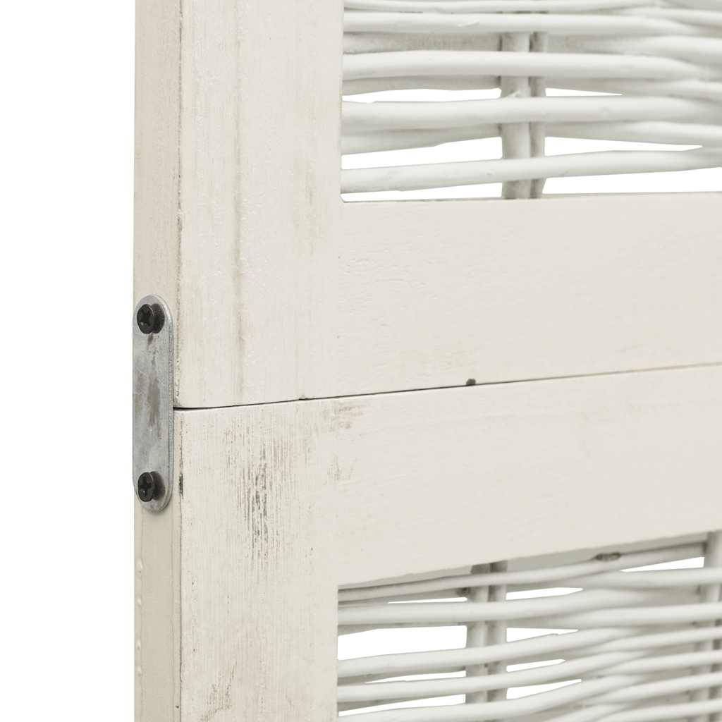 Biombo Separador De 6 Paneles Madera Maciza Paulownia Blanco