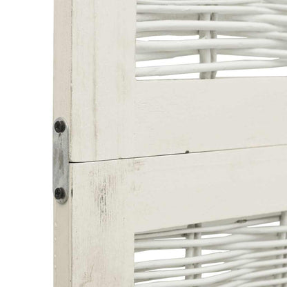 Biombo Separador De 6 Paneles Madera Maciza Paulownia Blanco