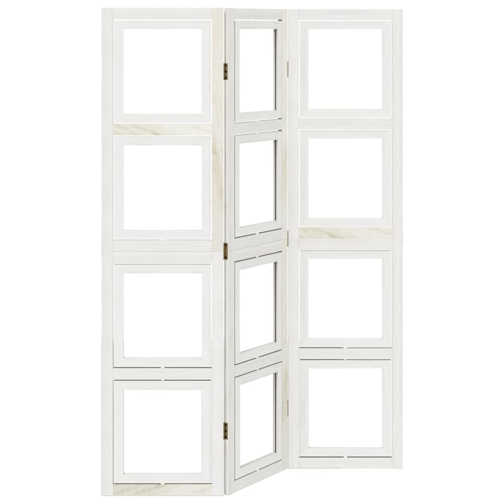 Biombo Separador De 3 Paneles Madera Maciza Paulownia Blanco