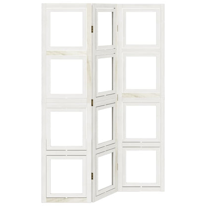 Biombo Separador De 3 Paneles Madera Maciza Paulownia Blanco