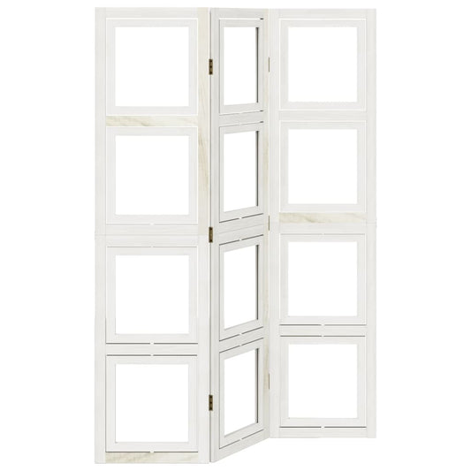 Biombo Separador De 3 Paneles Madera Maciza Paulownia Blanco