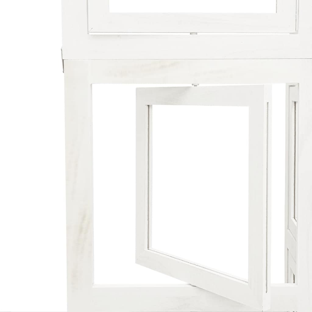 Biombo Separador De 3 Paneles Madera Maciza Paulownia Blanco