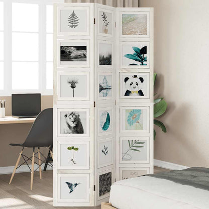 Biombo Separador De 3 Paneles Madera Maciza Paulownia Blanco