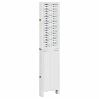 Biombo Separador De 5 Paneles Madera Maciza Paulownia Blanco