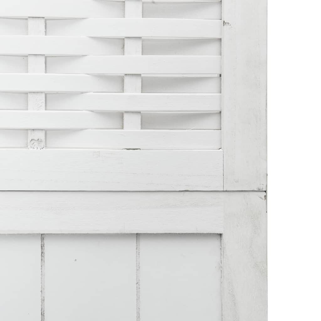 Biombo Separador De 5 Paneles Madera Maciza Paulownia Blanco