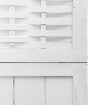 Biombo Separador De 5 Paneles Madera Maciza Paulownia Blanco