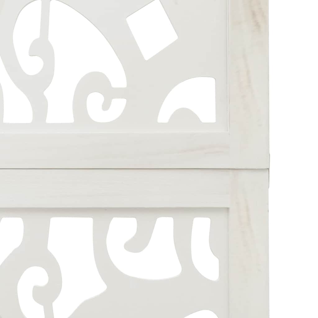 Biombo Separador De 6 Paneles Madera Maciza Paulownia Blanco