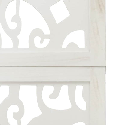 Biombo Separador De 6 Paneles Madera Maciza Paulownia Blanco