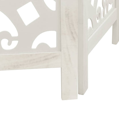 Biombo Separador De 6 Paneles Madera Maciza Paulownia Blanco