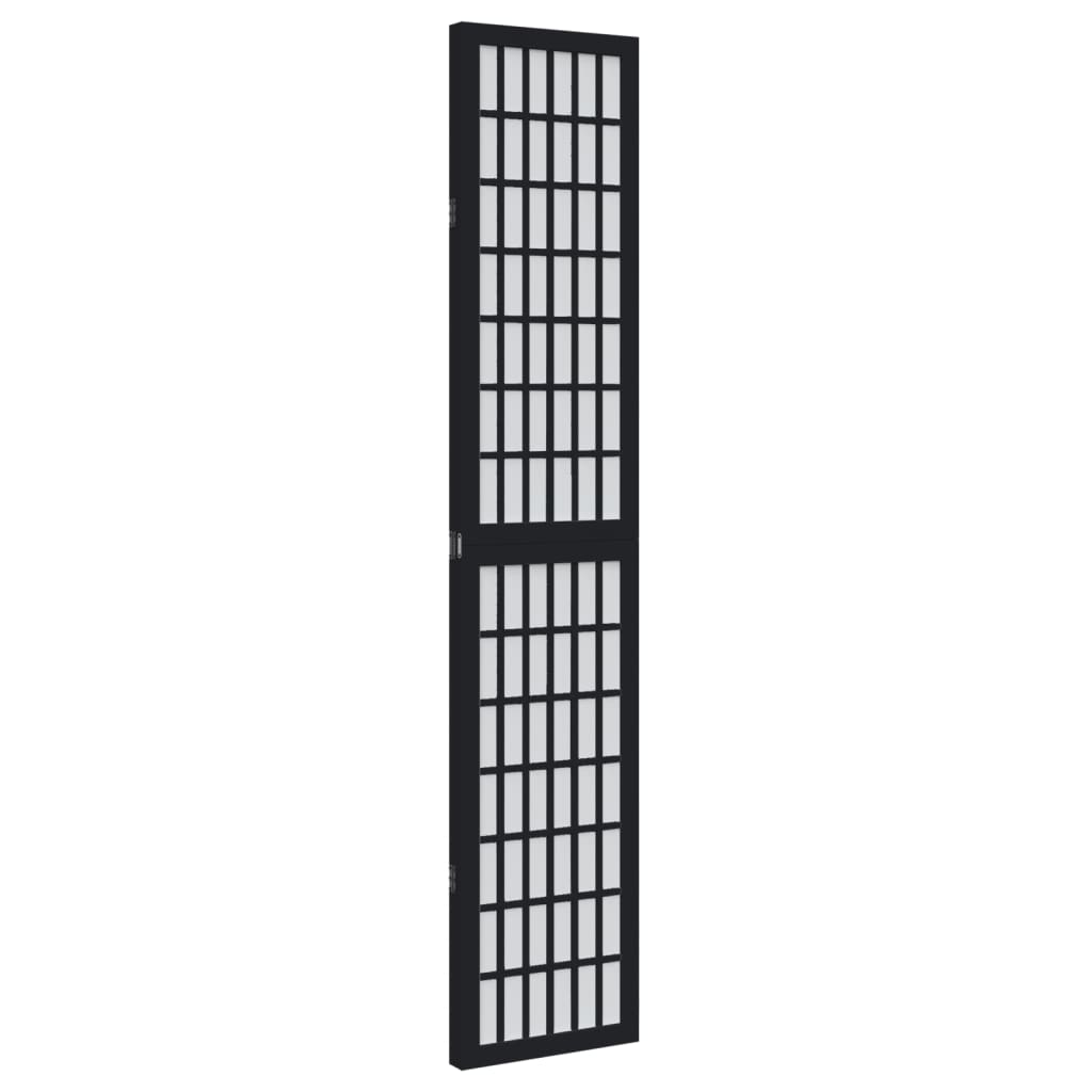 Biombo Separador De 3 Paneles Madera Maciza Paulownia Negro