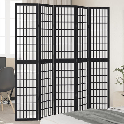 Biombo Separador De 3 Paneles Madera Maciza Paulownia Negro