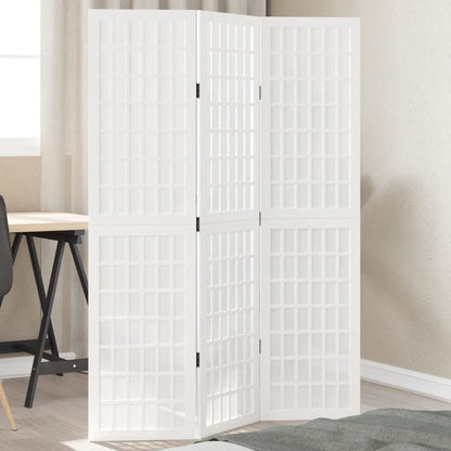 Biombo Separador De 5 Paneles Madera Maciza Paulownia Blanco