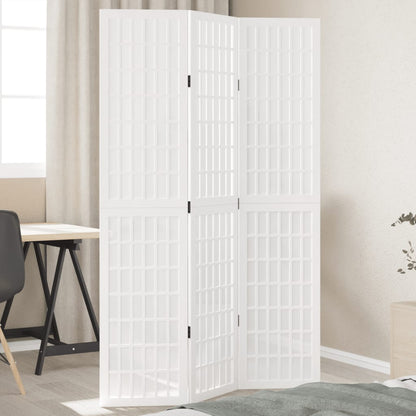 Biombo Separador De 5 Paneles Madera Maciza Paulownia Blanco