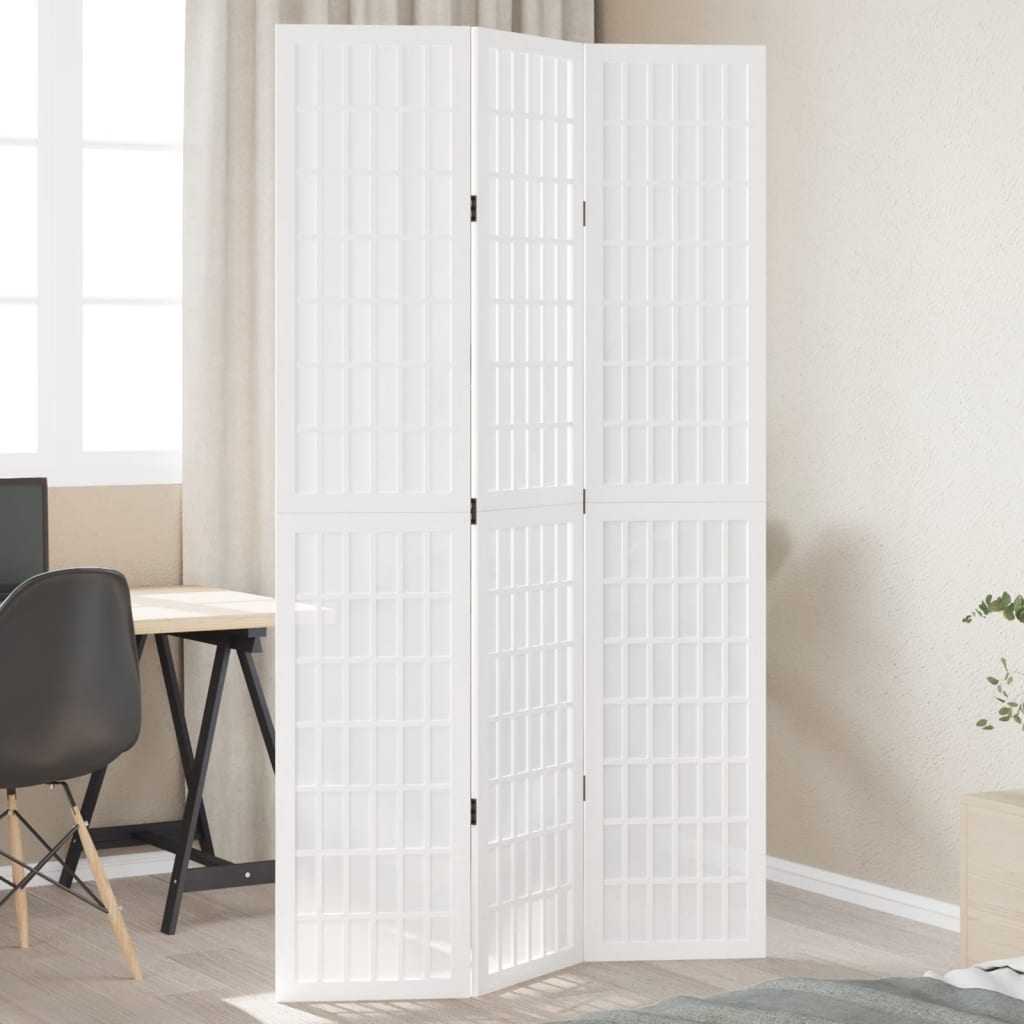 Biombo Separador De 5 Paneles Madera Maciza Paulownia Blanco