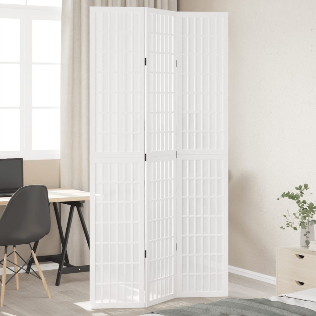 Biombo Separador De 5 Paneles Madera Maciza Paulownia Blanco