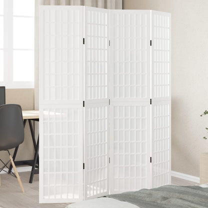 Biombo Separador De 5 Paneles Madera Maciza Paulownia Blanco