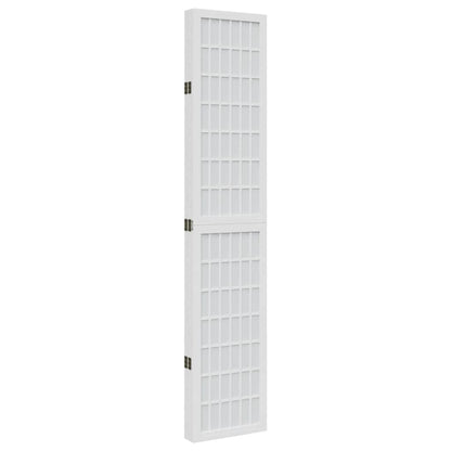 Biombo Separador De 5 Paneles Madera Maciza Paulownia Blanco