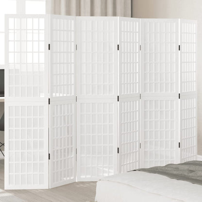 Biombo Separador De 5 Paneles Madera Maciza Paulownia Blanco